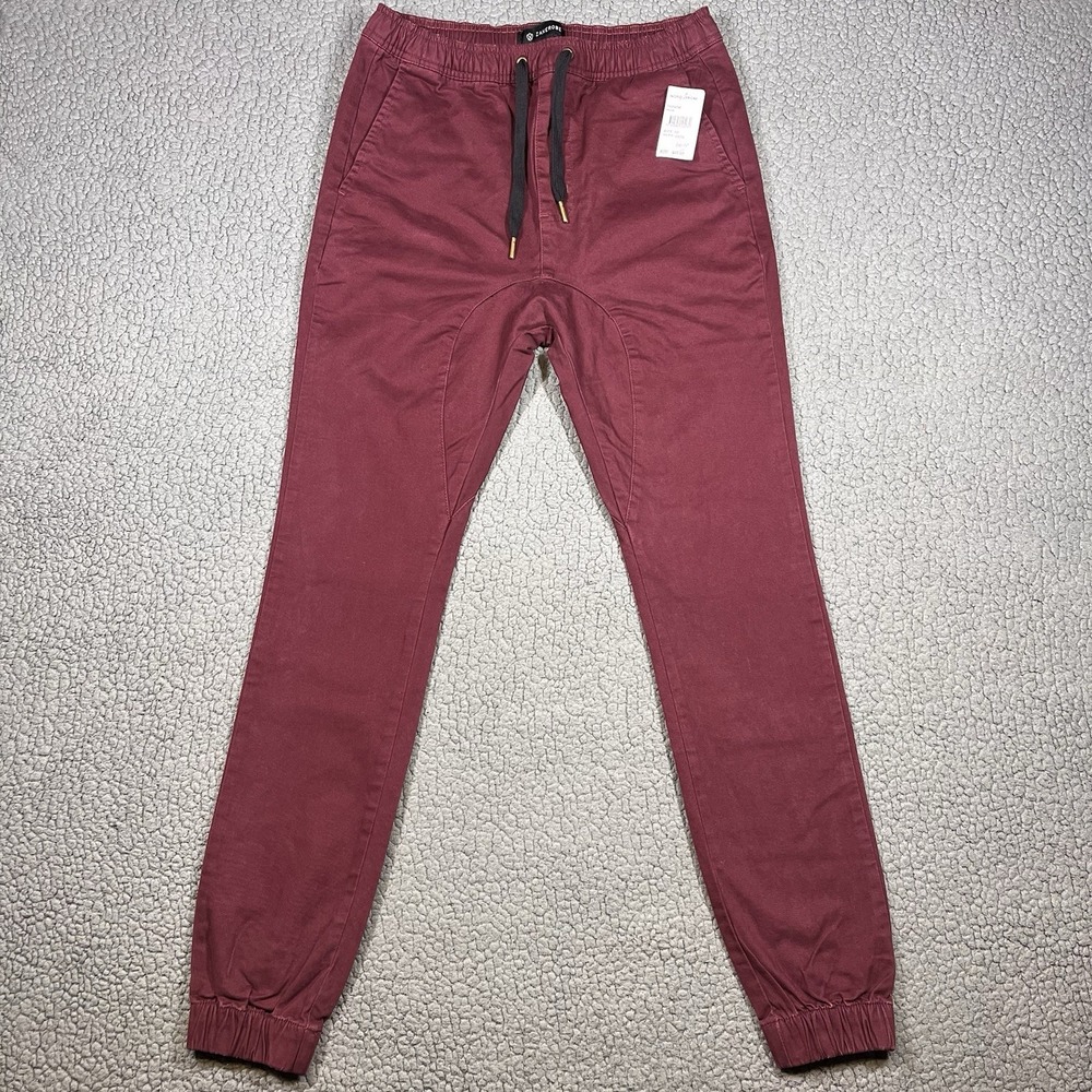 ZANEROBE SURESHOT MEN'S JOGGERS BURGUNDY SIZE 30‎ PANTS DRAWSTRINGS NWT